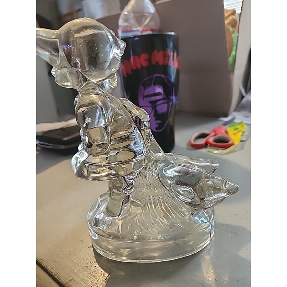 Vintage Clear Pressed Glass Kneeling Boy Figurine Praying Child Mid Century - Picture 7 of 11